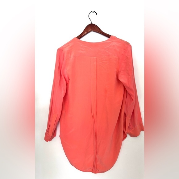 Sandro Paris 100% Silk Women's Blouse Size 2 medium pink orange - Picture 6 of 7
